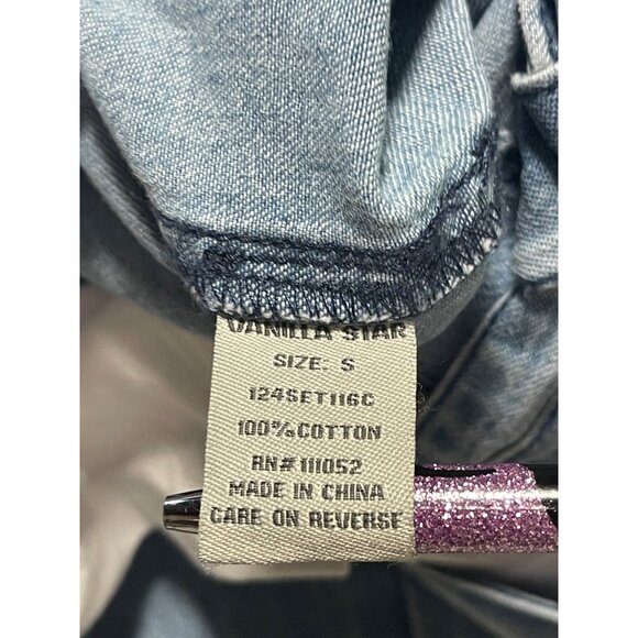 Vanilla Star Girls Denim Overall Romper & White T-Shirt Set Size S 7/8 Light Was - Picture 4 of 11